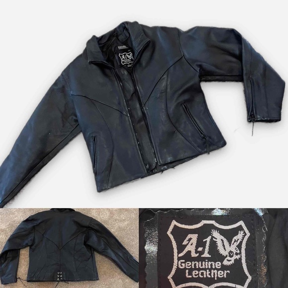 Women's Black Leather Moto Jacket Large Removable Thinsulate Liner‎ Genuine A-1 - Picture 1 of 11